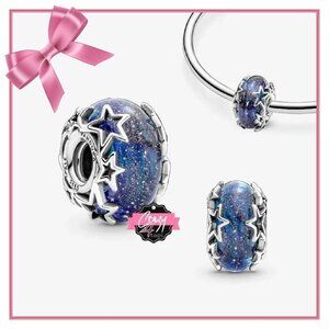 Galaxy Blue & Star Murano Charm